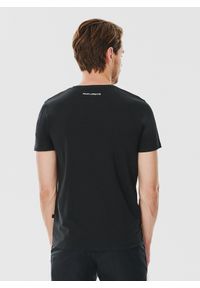 Pako Lorente - PAKO LORENTE – Czarny gładki t-shirt v-neck. Kolor: niebieski, czarny. Materiał: bawełna, elastan. Wzór: gładki #2