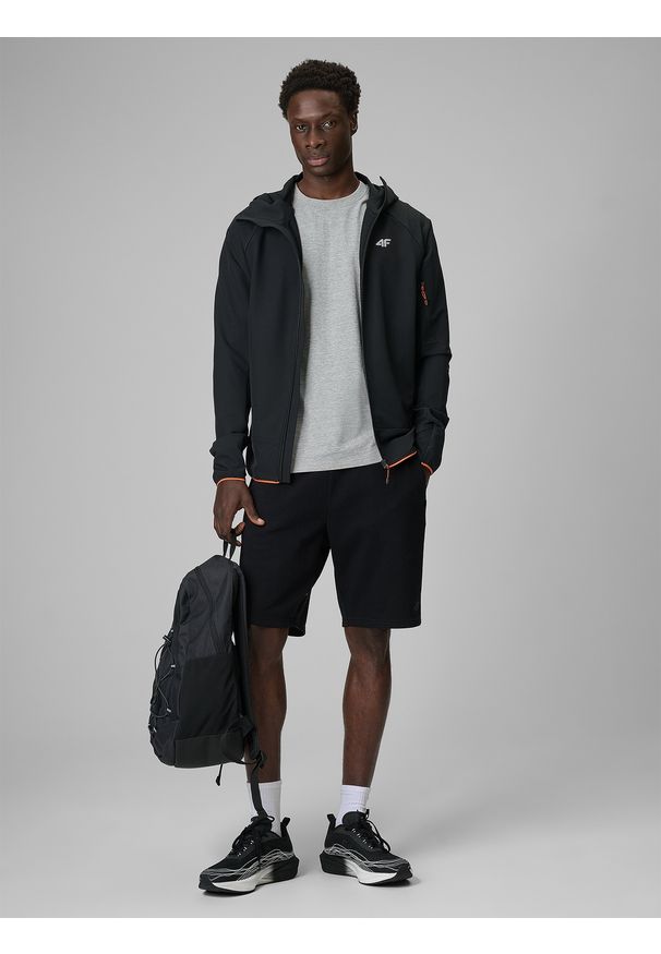 4f - 4F T-shirt regular gładki męski - szary L. Okazja: na co dzień. Kolor: szary. Materiał: jeans, materiał. Wzór: gładki. Styl: casual, klasyczny