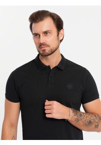 Ombre Clothing - Komplet męskich bawełnianych t-shirtów polo BASIC – czarny/granatowy/biały V1 OM-POBS-0133 - XXL. Typ kołnierza: polo. Kolor: biały. Materiał: bawełna. Wzór: haft. Styl: sportowy, klasyczny #6