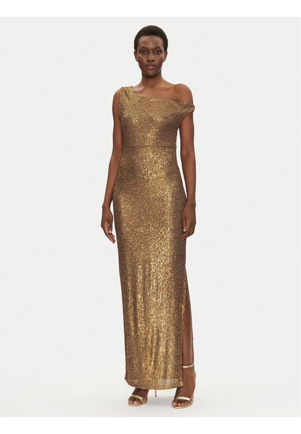 NORMA KAMALI Sukienka wieczorowa ST4243SQG69151 Złoty Slim Fit. Kolor: złoty. Materiał: syntetyk. Styl: wizytowy
