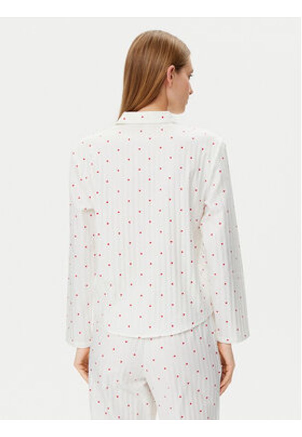 Hunkemöller Koszulka piżamowa Jacquard Hearts 301436 Biały Relaxed Fit. Kolor: biały. Materiał: bawełna