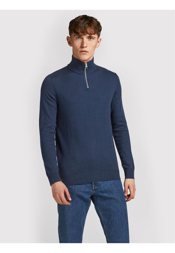 Jack & Jones Sweter Emil 12189339 Granatowy Regular Fit. Kolor: niebieski. Materiał: bawełna