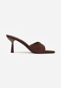 Born2be - Brązowe Klapki na Lakierowanej Szpilce Felesh. Okazja: na co dzień. Kolor: brązowy. Materiał: lakier. Styl: casual, elegancki, klasyczny #3