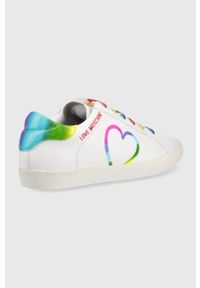 Love Moschino buty kolor biały. Nosek buta: okrągły. Zapięcie: sznurówki. Kolor: biały. Materiał: guma