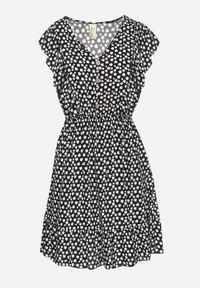 Born2be - Czarna Rozkloszowana Sukienka z Bawełny w Kwiaty z Guzikami Ronelle. Okazja: na spacer, na randkę, na co dzień. Kolor: czarny. Materiał: bawełna. Wzór: kwiaty. Typ sukienki: proste, rozkloszowane. Styl: elegancki, casual #7