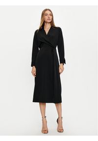 Haveone Sukienka codzienna AFS-M062 Czarny Regular Fit. Okazja: na co dzień. Kolor: czarny. Materiał: syntetyk. Typ sukienki: proste. Styl: casual #1