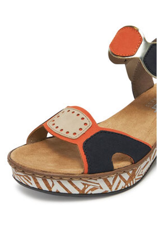 Rieker Sandały CEO-63876-90 Kolorowy. Materiał: syntetyk. Wzór: kolorowy