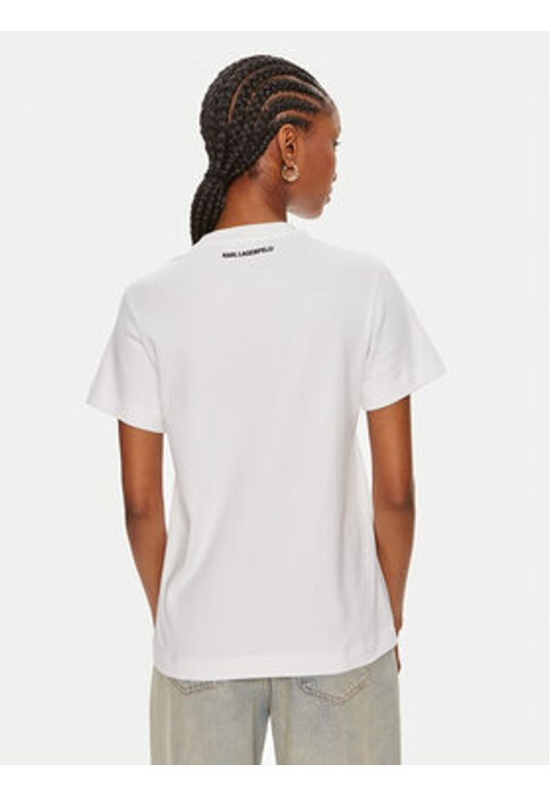 Karl Lagerfeld - KARL LAGERFELD T-Shirt 245W1713 Biały Regular Fit. Typ kołnierza: dekolt w karo. Kolor: biały. Materiał: bawełna