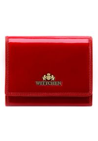 Wittchen - Damski portfel ze skóry lakierowany średni czerwony. Kolor: czerwony. Materiał: lakier, skóra. Wzór: aplikacja #1