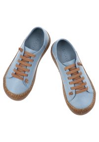 Półbuty damskie Ravini, ze skóry naturalnej licowej cholewka sznurowanie wygodna podeszwa casual, niebieskie, 1301. Okazja: na co dzień. Zapięcie: sznurówki. Kolor: niebieski. Materiał: skóra. Szerokość cholewki: normalna. Wzór: gładki. Styl: casual #6