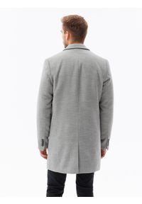 Ombre Clothing - Płaszcz męski klasyczny jednorzędowy - jasnoszary V4 C432 - XXL. Kolor: szary. Materiał: poliester. Sezon: wiosna. Styl: klasyczny #3