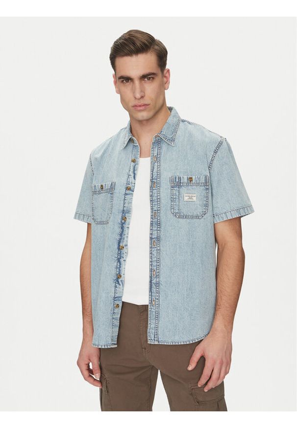 Guess Jeans Koszula jeansowa M5GH09 D5NY1 Niebieski Regular Fit. Kolor: niebieski. Materiał: jeans, bawełna