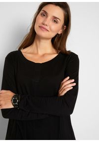bonprix - Bluzka z długim rękawem, z wiskozy z bawełną. Kolor: czarny. Materiał: wiskoza, bawełna. Długość rękawa: długi rękaw. Długość: długie #3