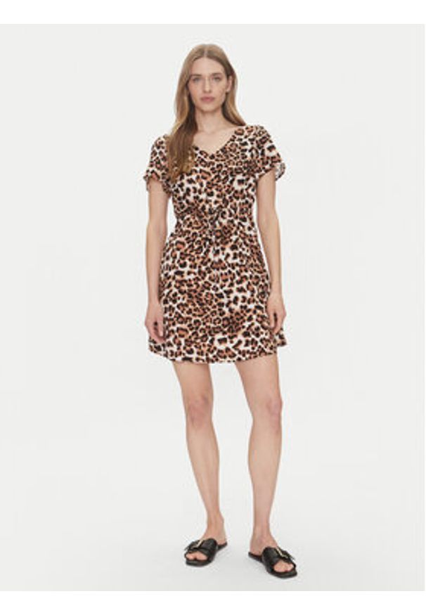 Vero Moda Sukienka codzienna Easy Joy 10307990 Brązowy Regular Fit. Okazja: na co dzień. Kolor: brązowy. Materiał: wiskoza. Typ sukienki: proste. Styl: casual