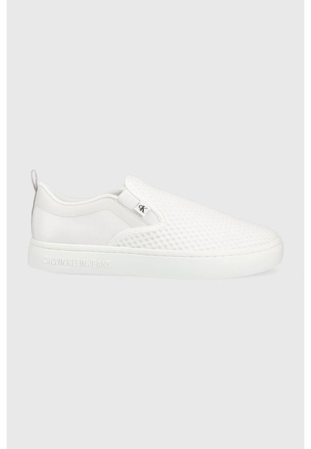Calvin Klein Jeans tenisówki YW0YW00500.YAF damskie kolor biały. Nosek buta: okrągły. Kolor: biały. Materiał: materiał, włókno, guma