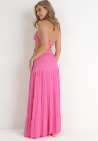 Born2be - Fuksjowa Rozkloszowana Sukienka z Wycięciami i Wiązaniem Abisal. Kolor: różowy #2