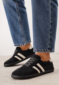 Born2be - Czarne Sneakersy Casual w Typie Barefoot z Imitacji Zamszu Makka. Okazja: na co dzień. Zapięcie: sznurówki. Kolor: czarny. Materiał: zamsz #1