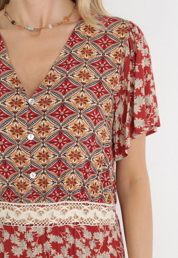 Born2be - Bordowa Rozkloszowana Sukienka Maxi Stemone. Kolor: czerwony. Sezon: lato. Długość: maxi