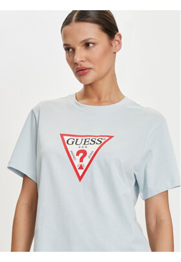 Guess Jeans T-Shirt W4YI73 K8HM0 Niebieski Regular Fit. Kolor: niebieski. Materiał: bawełna