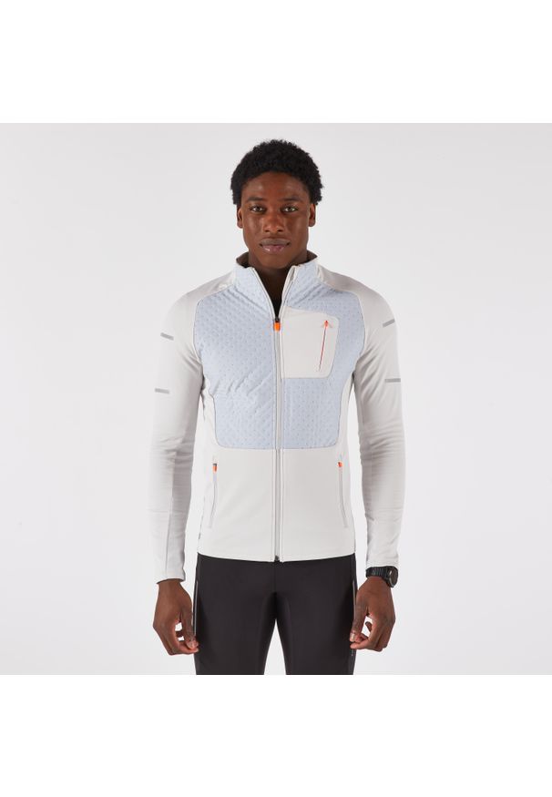 KIPRUN - Bluza do biegania męska Kiprun Run 900 Warm ocieplana. Kolor: szary. Materiał: mesh. Sezon: zima. Sport: bieganie