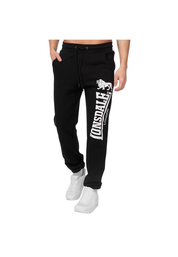Spodnie do biegania Lonsdale Ockle. Kolor: czarny. Materiał: dresówka. Styl: sportowy