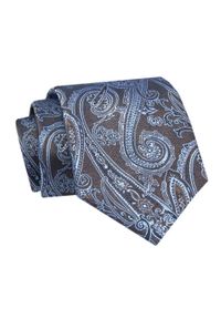 Alties - Krawat - ALTIES - Niebieski Wzór na Brązowym Tle. Kolor: niebieski, brązowy, wielokolorowy, beżowy. Materiał: tkanina. Styl: elegancki, wizytowy