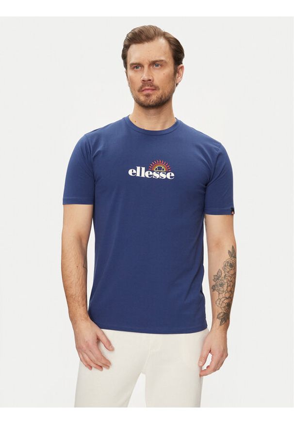 Ellesse T-Shirt Trea SHV20126 Granatowy Regular Fit. Kolor: niebieski. Materiał: bawełna