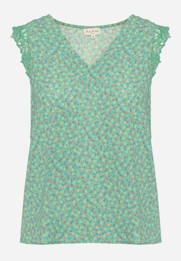 Born2be - Zielony Top Koszulka bez Rękawów Z Ozdobną Koronką Meava. Okazja: na spotkanie biznesowe, do pracy, na co dzień. Typ kołnierza: dekolt w kształcie V. Kolor: zielony. Materiał: koronka. Długość rękawa: bez rękawów. Wzór: koronka. Sezon: wiosna, lato. Styl: elegancki, casual, biznesowy