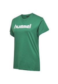Koszulka damska Hummel Cotton Logo. Kolor: biały, wielokolorowy, zielony. Długość rękawa: krótki rękaw. Długość: krótkie