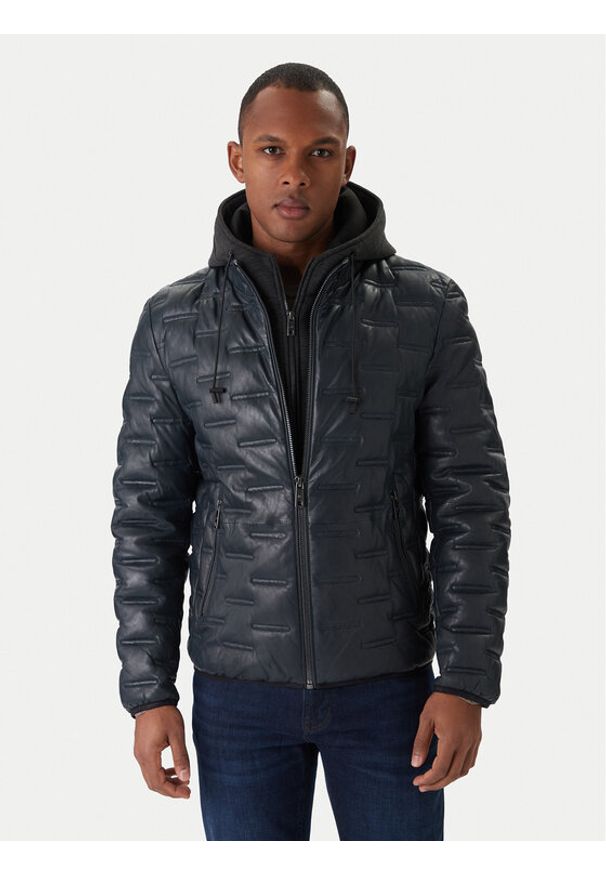 Milestone Kurtka skórzana MS Alonso 5310196 0715 Czarny Regular Fit. Kolor: czarny. Materiał: skóra