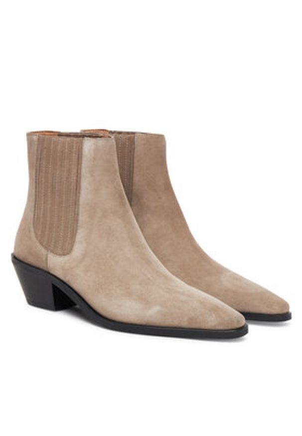 BOSS Botki Niara 50548781 Brązowy. Kolor: brązowy. Materiał: skóra, zamsz