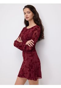 Reserved - Sukienka mini - bordowy. Kolor: czerwony. Materiał: dzianina. Długość: mini #1