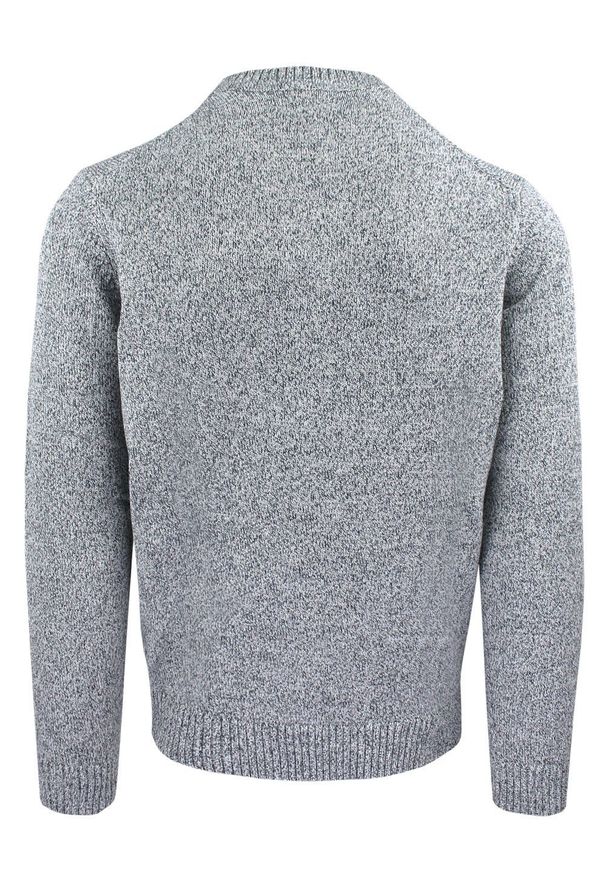 Bawełniany Sweter z Okrągłym Dekoltem - Adriano Guinari - Popielaty Melanż. Okazja: na co dzień, na spotkanie biznesowe, do pracy. Kolor: szary. Materiał: bawełna. Wzór: melanż. Styl: biznesowy, casual, elegancki, klasyczny