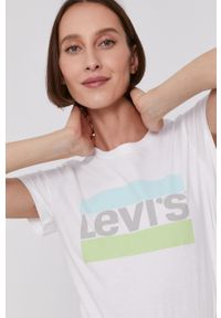 Levi's® - Levi's T-shirt damski kolor biały. Okazja: na spotkanie biznesowe, na co dzień. Kolor: biały. Wzór: nadruk. Styl: biznesowy, casual #4