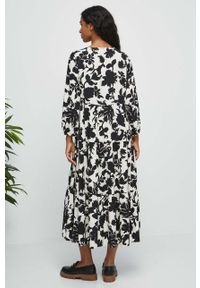 medicine - Medicine sukienka kolor beżowy maxi rozkloszowana. Kolor: beżowy. Materiał: tkanina. Typ sukienki: rozkloszowane. Długość: maxi #2