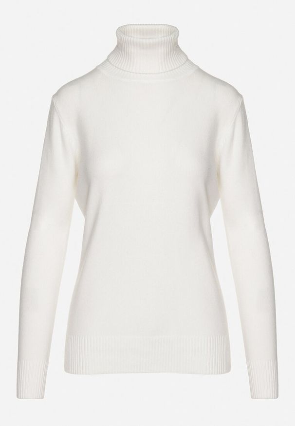 Born2be - Biały Sweter z Golfem z Domieszką Kaszmiru i Wiskozy Zaisma. Okazja: na co dzień. Typ kołnierza: golf. Kolor: biały. Materiał: wiskoza, kaszmir. Długość rękawa: długi rękaw. Długość: długie. Styl: casual, elegancki