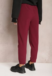 Renee - Bordowe Dzianinowe Spodnie z Gumką w Pasie Matrila. Kolor: czerwony. Materiał: dzianina #4