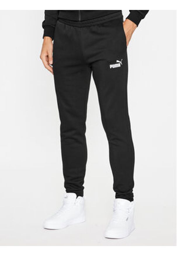 Puma Dres Clean Sweat Suit Fl 585841 Czarny Regular Fit. Kolor: czarny. Materiał: dresówka, syntetyk, bawełna