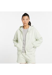 Bluza damska New Balance WJ41501NUM – miętowa. Okazja: na co dzień. Typ kołnierza: kaptur. Kolor: miętowy. Materiał: dresówka, bawełna, poliester, materiał, prążkowany. Wzór: ze splotem. Styl: klasyczny, casual