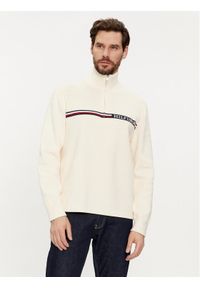 TOMMY HILFIGER - Tommy Hilfiger Sweter Global Stripe MW0MW33508 Beżowy Regular Fit. Kolor: beżowy. Materiał: bawełna