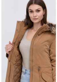 only - Only - Parka. Okazja: na co dzień. Typ kołnierza: kaptur. Kolor: brązowy. Materiał: futro. Styl: casual #6