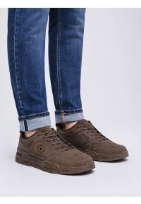 Big-Star - Sneakersy męskie ze skóry ekologicznej brązowe OO174580 802. Okazja: na co dzień. Nosek buta: okrągły. Kolor: brązowy. Materiał: skóra ekologiczna #6