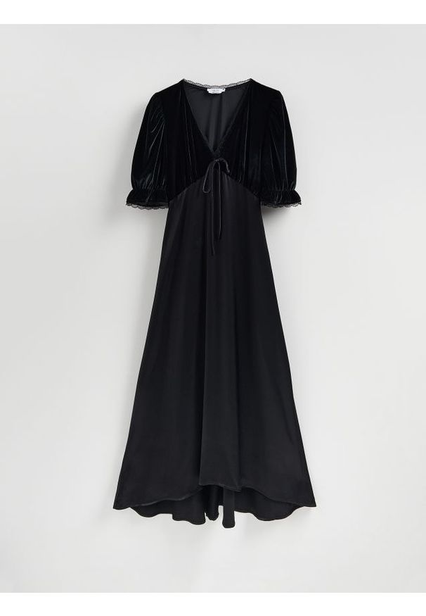 Reserved - Sukienka z wiskozy - czarny. Kolor: czarny. Materiał: wiskoza