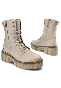 Beżowe Botki Mustang Ocieplane Buty Damskie. Kolor: beżowy. Sezon: jesień, zima. Styl: klasyczny #4