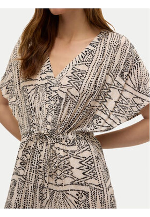 Vero Moda Sukienka letnia Menny 10303701 Beżowy Loose Fit. Kolor: beżowy. Materiał: wiskoza. Sezon: lato