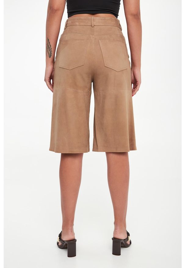 Marella - Bermudy damskie z zamszowej skóry MLLSCOGLIO MARELLA. Materiał: skóra, zamsz
