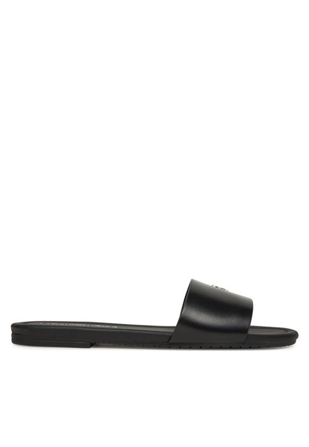 Calvin Klein Jeans Klapki Flat Sandal Slide Mg YW0YW01697 Czarny. Kolor: czarny. Materiał: skóra