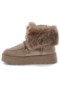 Big-Star - Beżowe Śniegowce Big Star Ocieplane Obuwie Damskie. Okazja: na co dzień. Kolor: beżowy. Materiał: zamsz, futro. Szerokość cholewki: normalna. Sezon: zima. Styl: casual, elegancki #5