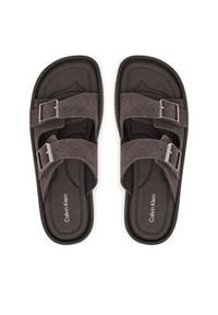 Calvin Klein Klapki Ergon Double Bar Sandal Su HM0HM02094 Brązowy. Kolor: brązowy. Materiał: zamsz, skóra #2