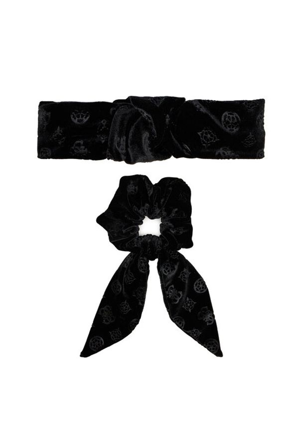 Guess Zestaw opaska i gumka do włosów GFBOXW P4103 Czarny. Kolor: czarny. Materiał: materiał